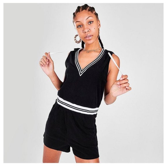 Juicy Couture Terrycloth Sleeveless V-Neck Romper with Hoodie - Picture 1 of 6